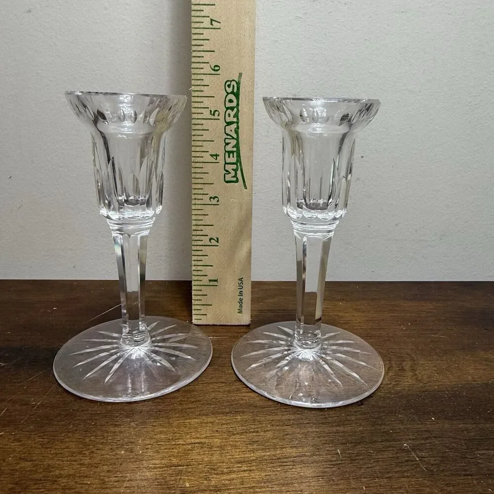 Pair Waterford Crystal Eileen Carina Candleholder 5.5” Candlestick Romantic